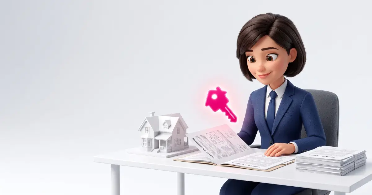 A conveyancing solicitor reviewing title documents and search results for a house purchase