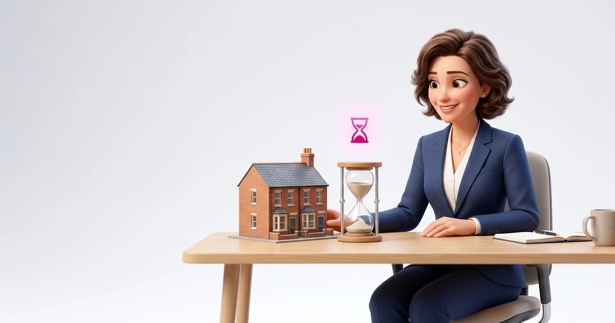 A conveyancer checking a property transaction timeline against a clock