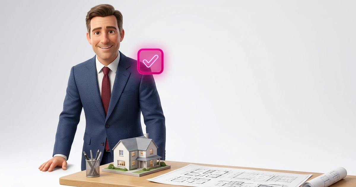 A homeowner reviewing planning permission and building regulation documents beside house blueprints